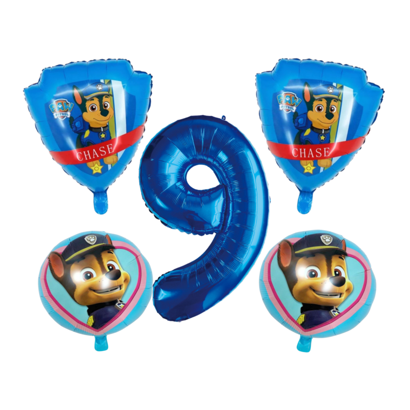 Paw Patrol Chase 9th Birthday Foil Balloon Set Blue Pink Kids Party