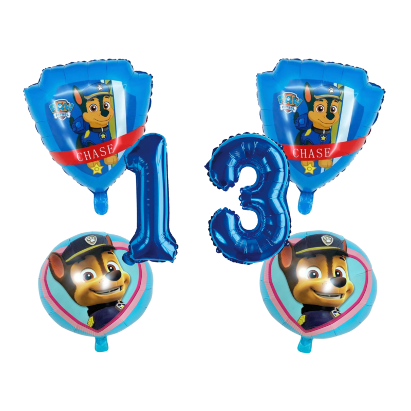 Paw Patrol Chase Number 13 Birthday Party Foil Balloons Set Blue Pink Kids