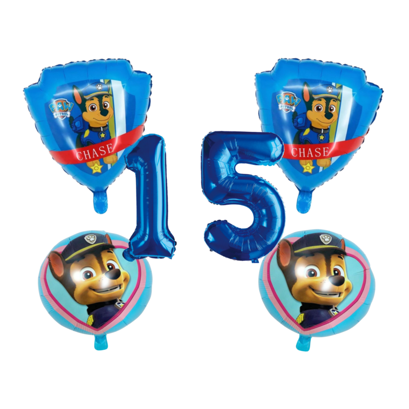 Paw Patrol Chase Number 15 Birthday Foil Balloon Set Blue Party
