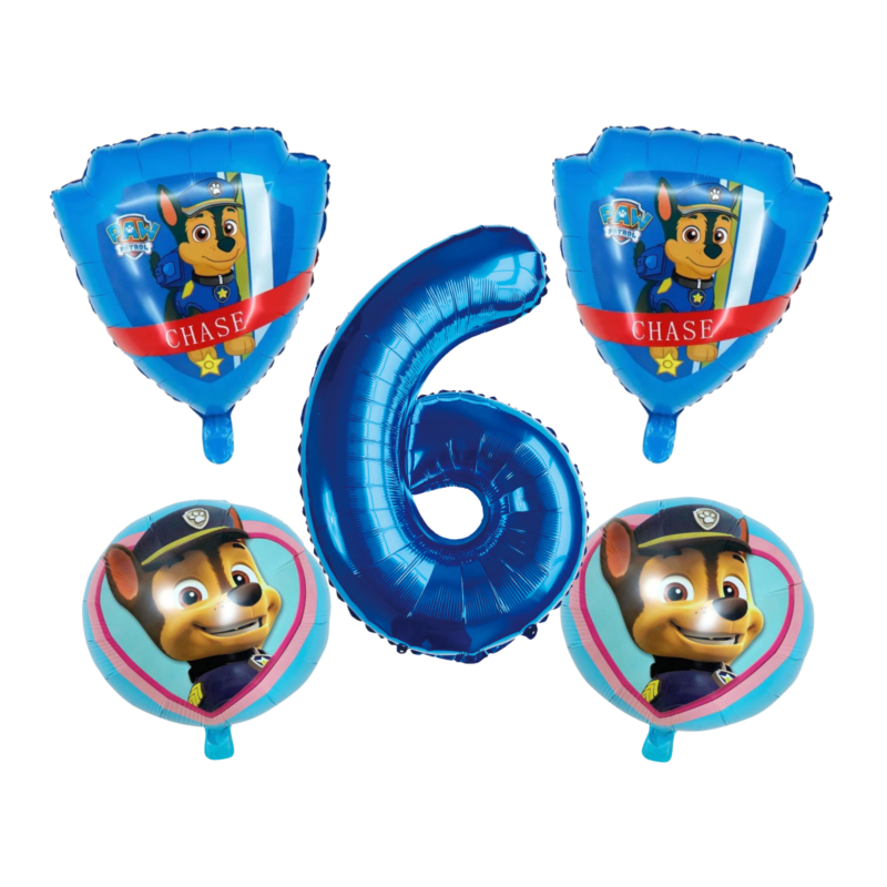 Paw Patrol Chase Number 6 Birthday Party Balloons Foil Set Blue