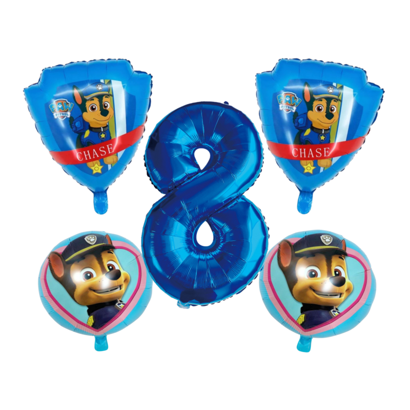 Paw Patrol Chase Number 8 Birthday Foil Balloon Set Blue Pink Kids