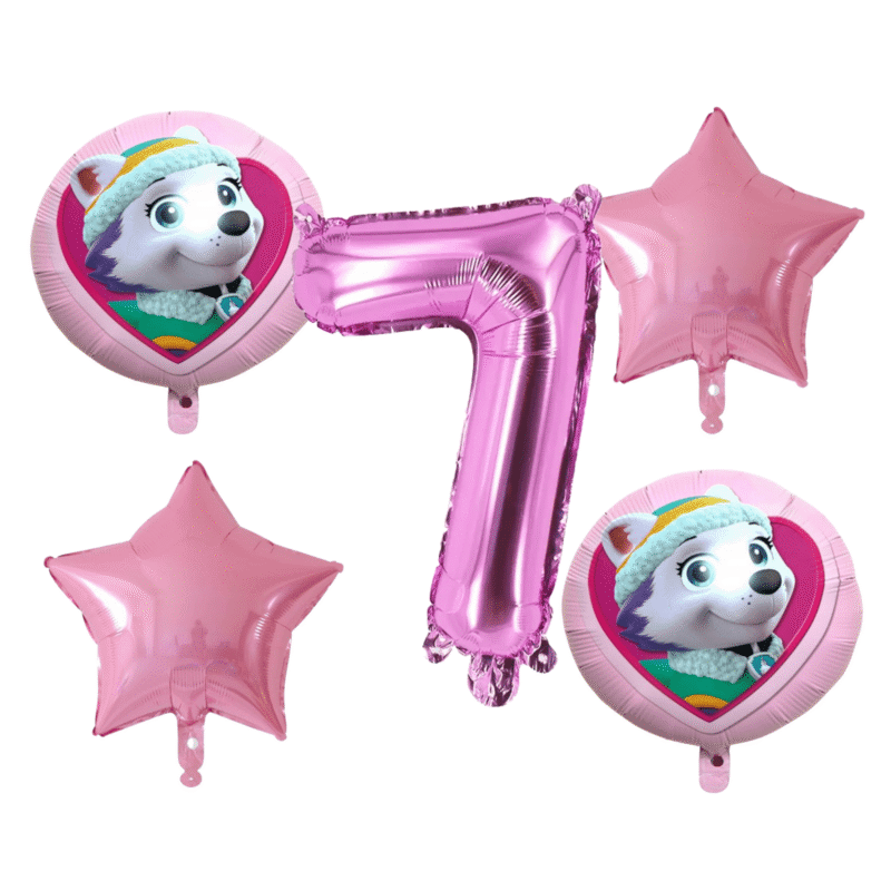 Paw Patrol Everest 7th Birthday Foil Balloon Set Pink Girls