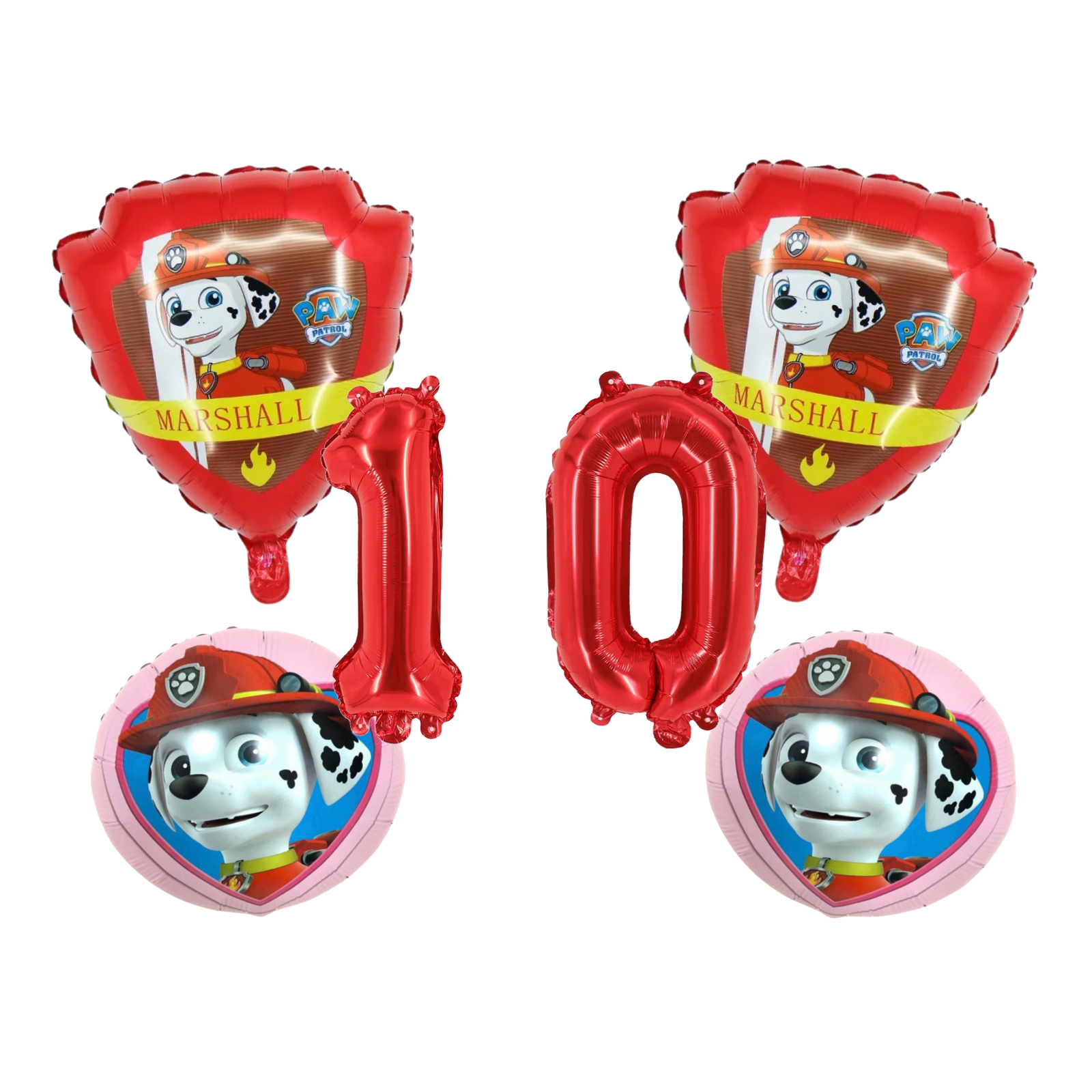 Paw Patrol Marshall 10th Birthday Foil Balloon Set Red Pink Boys
