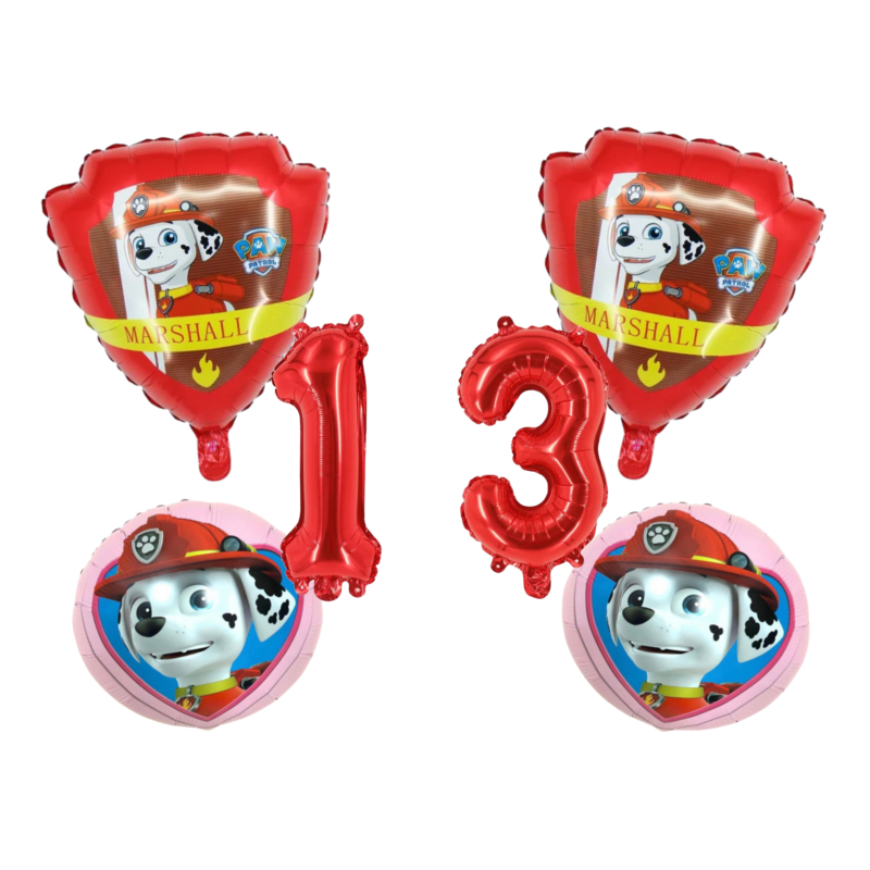 Paw Patrol Marshall 13th Birthday Foil Balloons Red Pink Party Set
