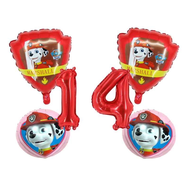 Paw Patrol Marshall 14th Birthday Foil Balloons Set Red Pink Kids Party