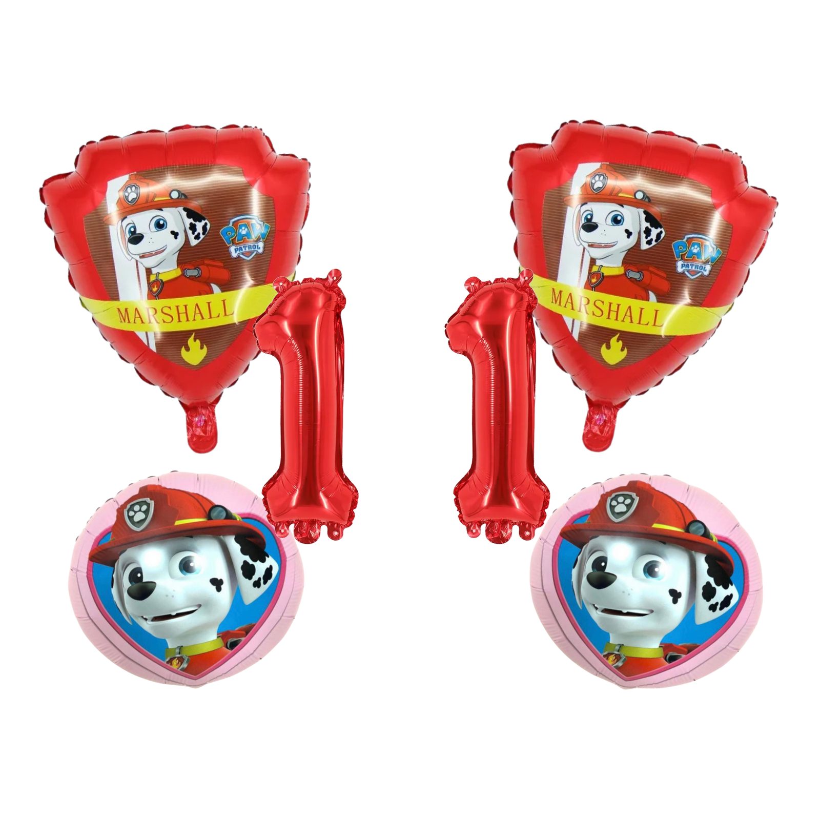 Paw Patrol Marshall 1st Birthday Party Foil Balloons Red Pink Set