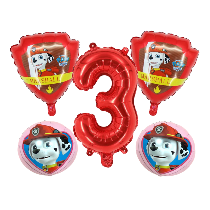 Paw Patrol Marshall 3rd Birthday Foil Balloon Set Red Pink Kids Party