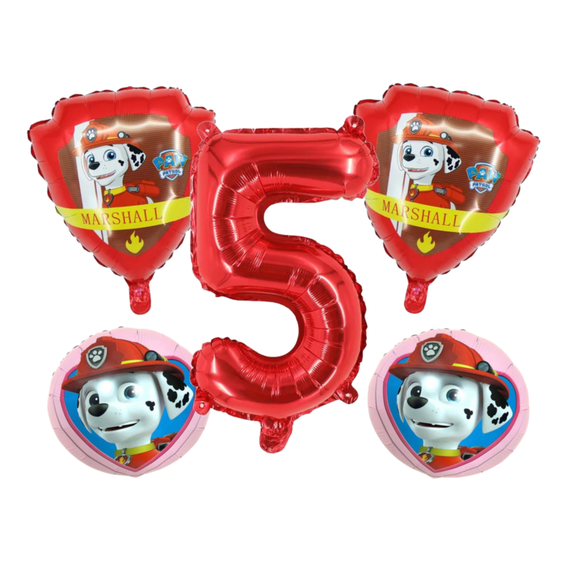 Paw Patrol Marshall 5th Birthday Foil Balloon Set Red Pink Kids Party