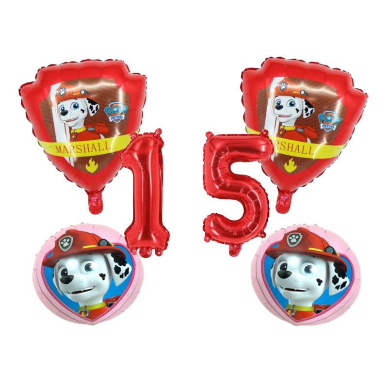 Paw Patrol Marshall Number 15 Birthday Party Foil Balloons Red Pink Kids