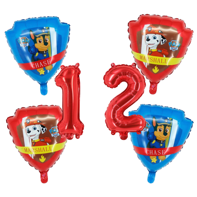 Paw Patrol Number 12 Birthday Party Foil Balloons Chase Marshall Red Blue Kids