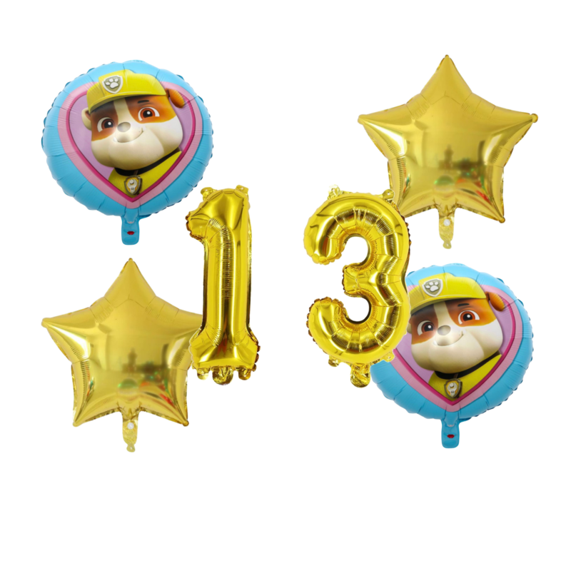Paw Patrol Number 13 Birthday Balloons Gold Blue Party Set