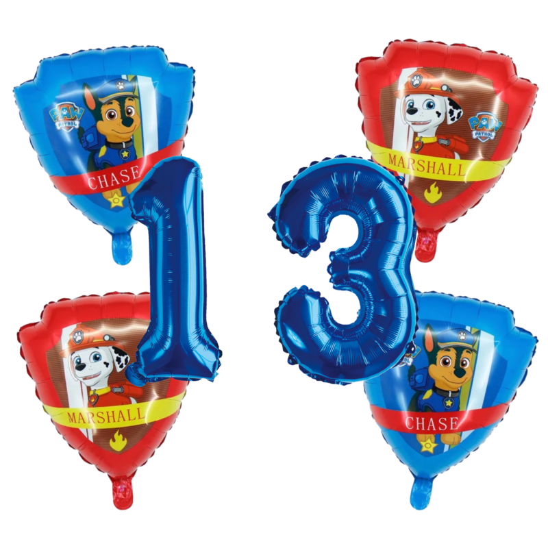Paw Patrol Number 13 Birthday Foil Balloon Set Blue Red Kids