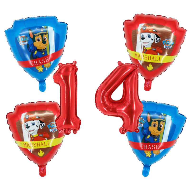 Paw Patrol Number 14 Birthday Party Balloons Foil Red Blue Chase Marshall