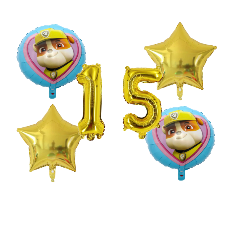 Paw Patrol Number 15 Birthday Foil Balloon Set Gold Blue Kids