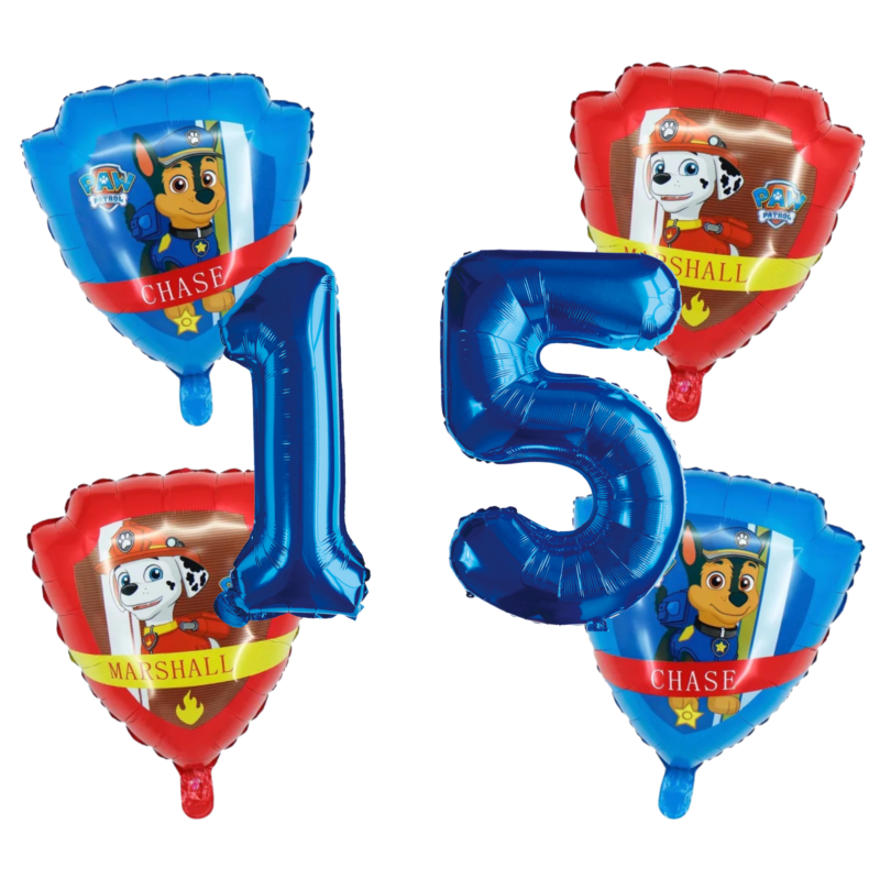 Paw Patrol Number 15 Foil Balloon Birthday Party Set Blue Red