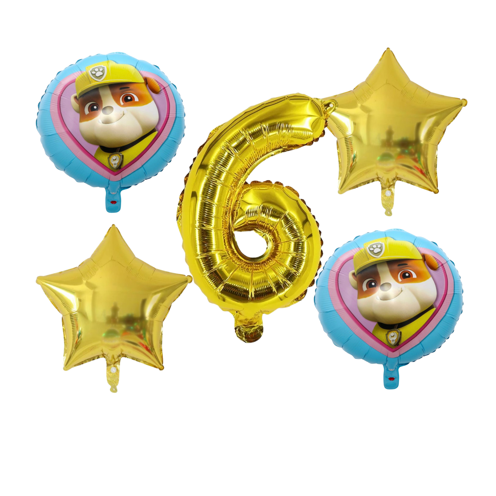Paw Patrol Number 6 Birthday Party Foil Balloons Gold Blue Kids
