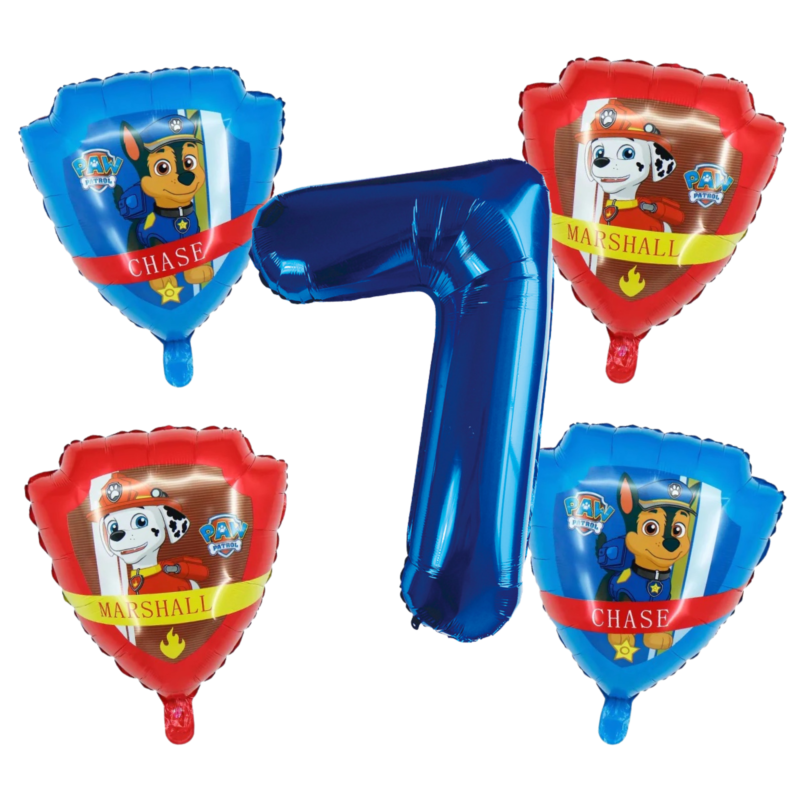 Paw Patrol Number 7 Birthday Balloons Foil Set Chase Marshall Blue Red Kids