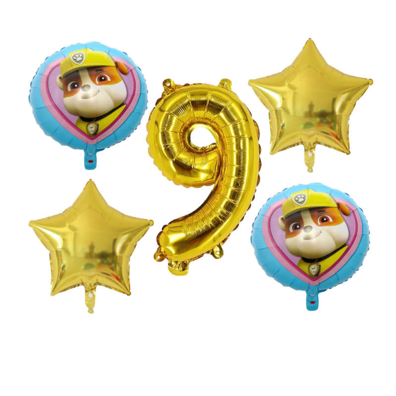 Paw Patrol Number 9 Birthday Party Foil Balloons Gold Blue Kids