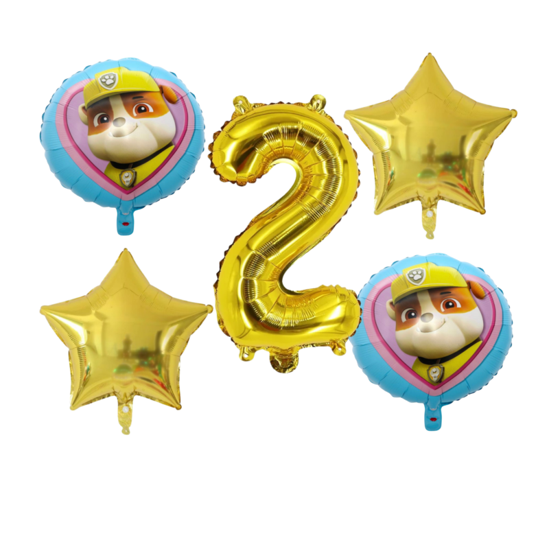 Paw Patrol Ryder 2nd Birthday Foil Balloon Set Gold Blue Party