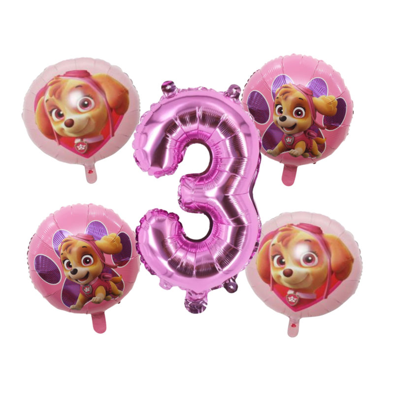 Paw Patrol Skye 3rd Birthday Foil Balloon Set Pink Purple Girls
