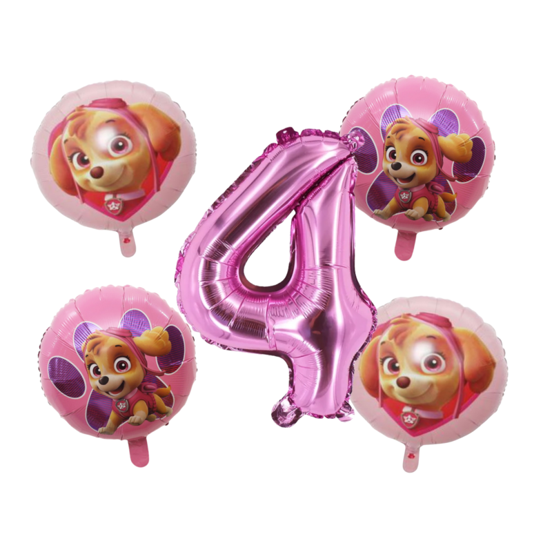 Paw Patrol Skye 4th Birthday Party Foil Balloon Set Pink Purple Girls