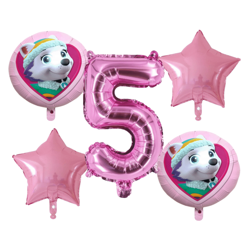 Paw Patrol Skye 5th Birthday Party Balloons Pink Foil Set