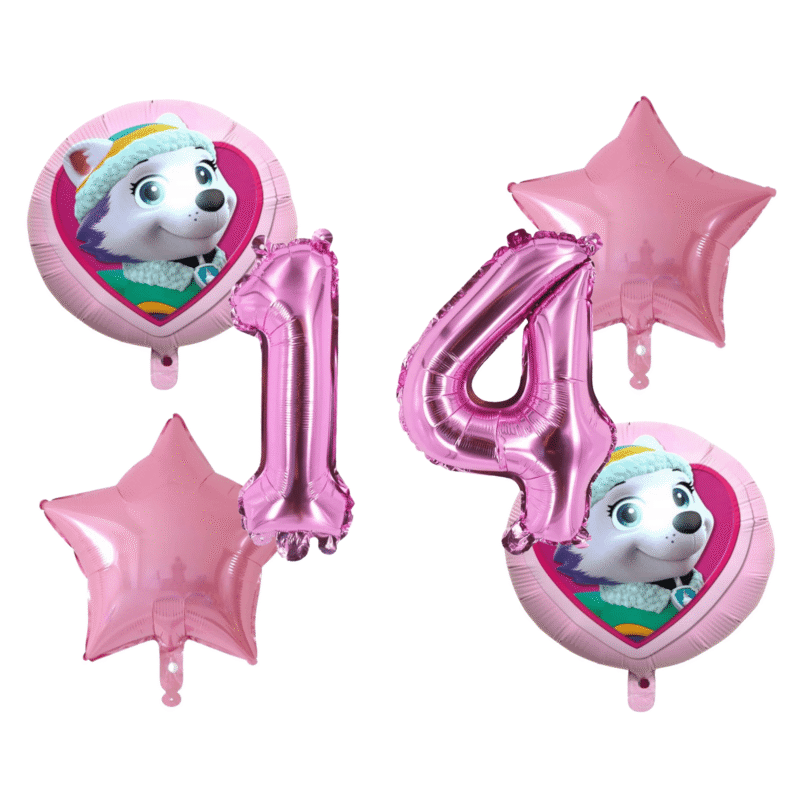 Paw Patrol Skye Number 14 Birthday Party Foil Balloons Pink