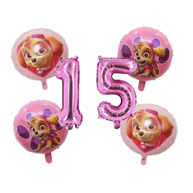 Paw Patrol Skye Number 15 Foil Balloon Set Girls Birthday Party Pink
