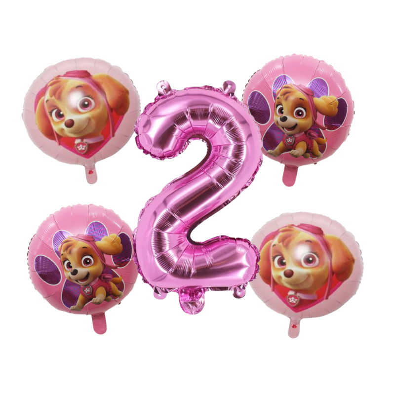 Paw Patrol Skye Number 2 Foil Balloon Set 2nd Birthday Pink Purple Girls