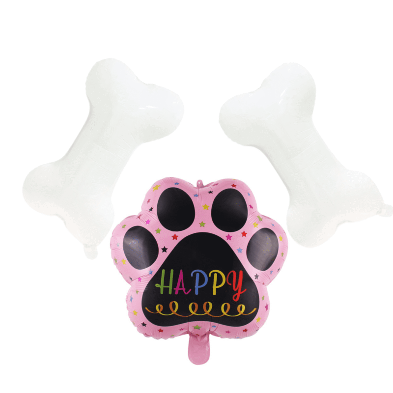 Paw Pink Print and Bone Balloon Set for Pet Themed Parties and Celebrations