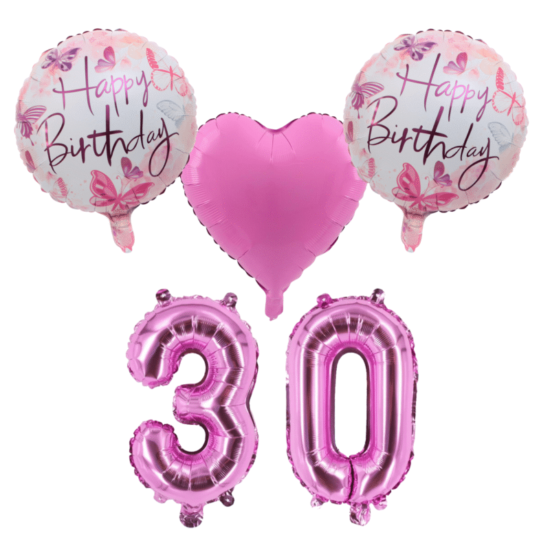 Pink Butterfly 30th Birthday Foil Balloon Set Party Decor