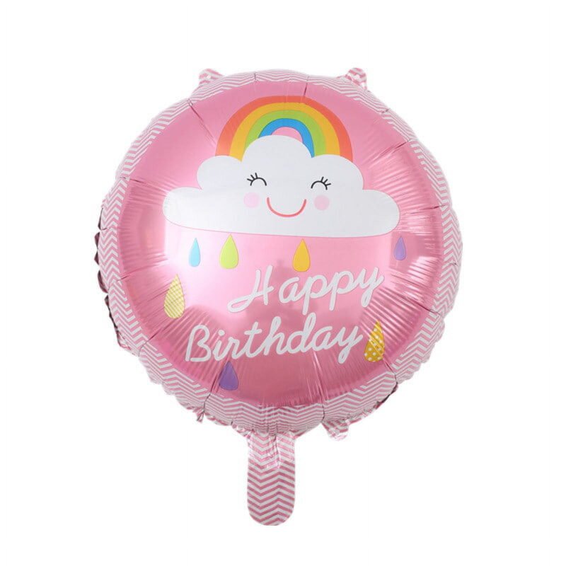 Pink Cloud Happy Birthday Rounded Balloon 18 Inches