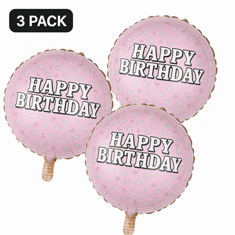 Pink Happy Birthday Balloons 3-Pack Party Decor balloons