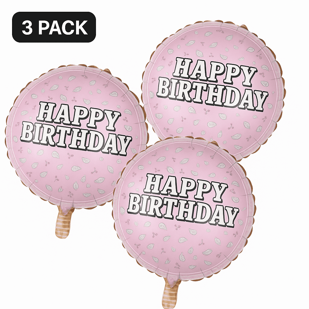 Pink Happy Birthday Balloons 3-Pack Party Decor balloons