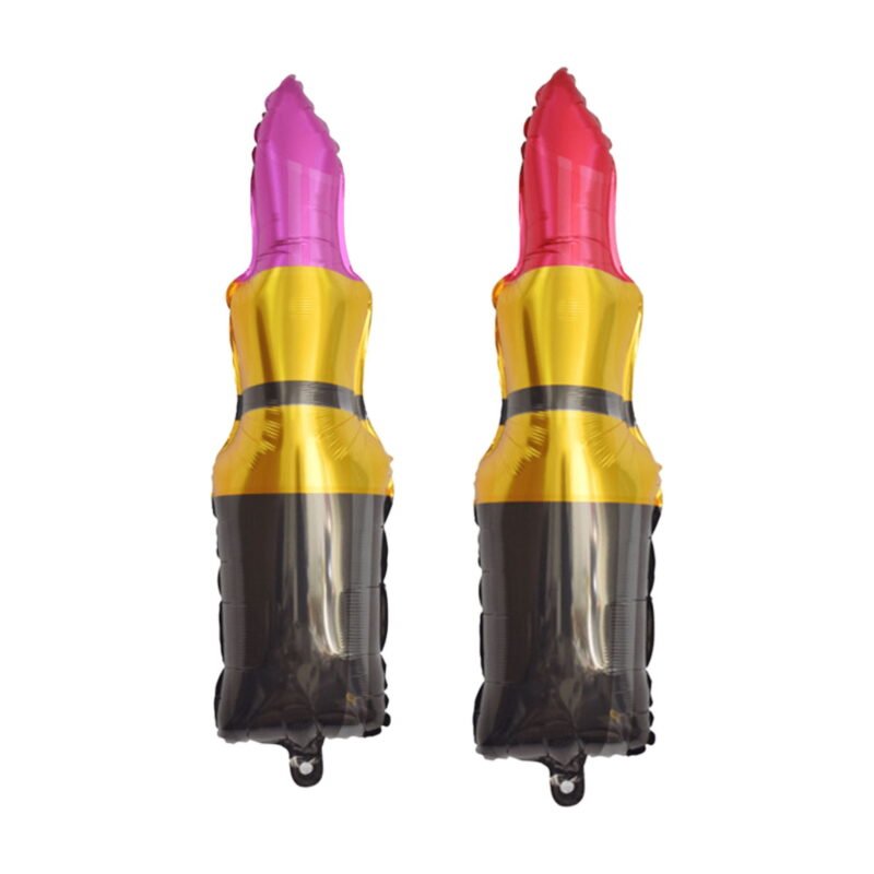 Pink and Red Lipstick Foil Balloon Set for Makeup-Themed Birthday Party or Beauty Event Decorations