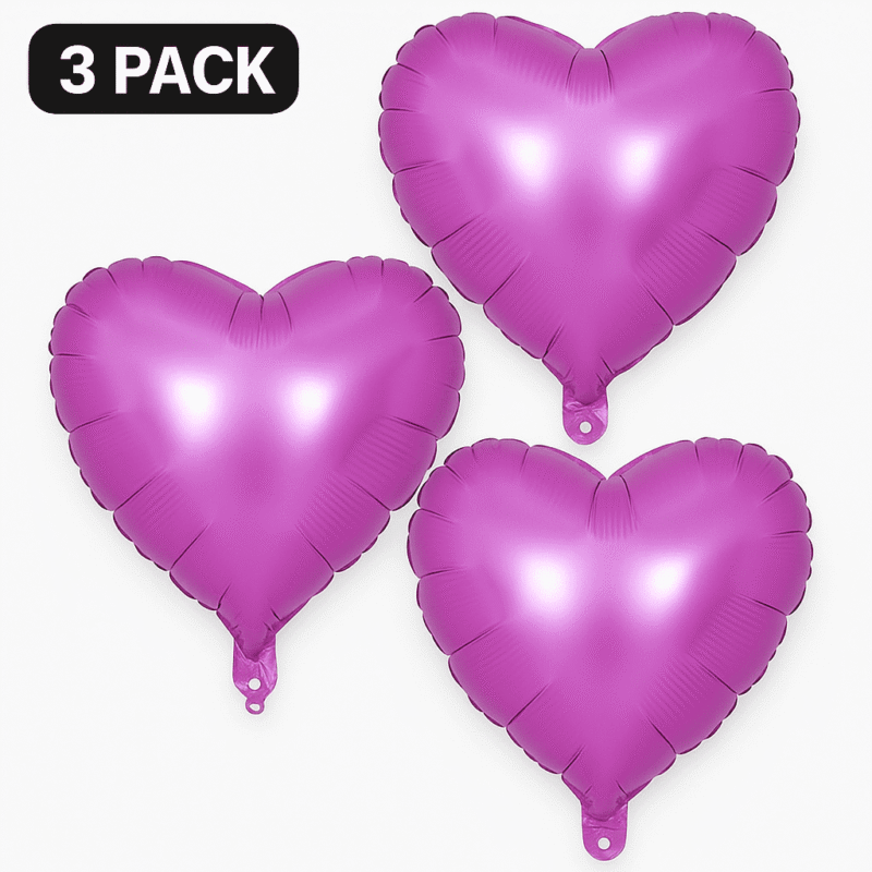 Purple Heart Foil Balloons 3 Pack Party Decor Balloons