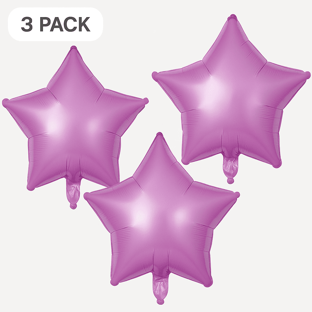 Purple Star Foil Balloons 3 Pack Party Decor Balloons