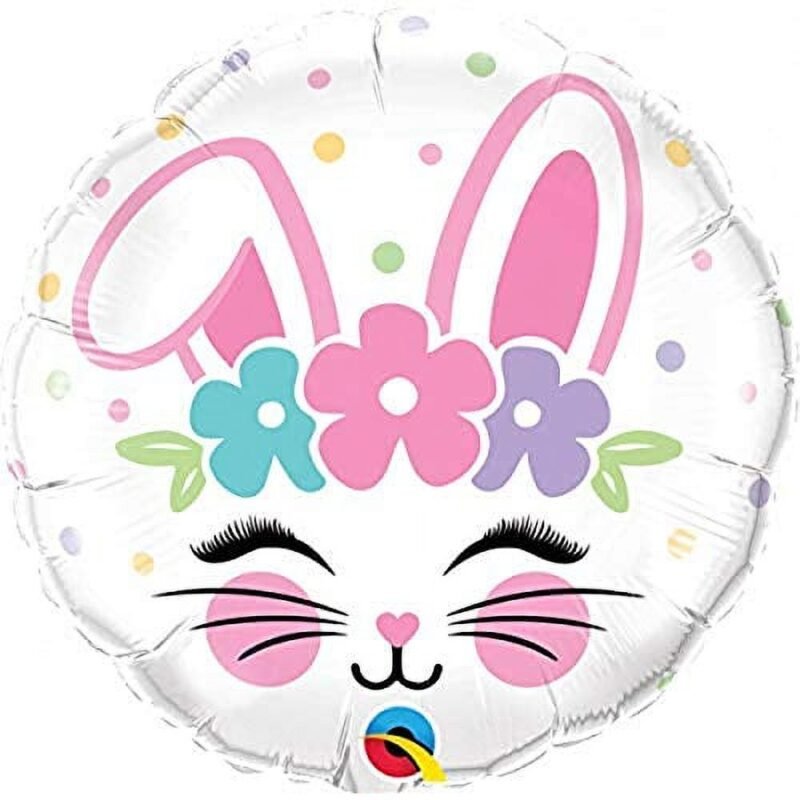Qualatex 18" Bunny Face Foil Balloon, Multicolor