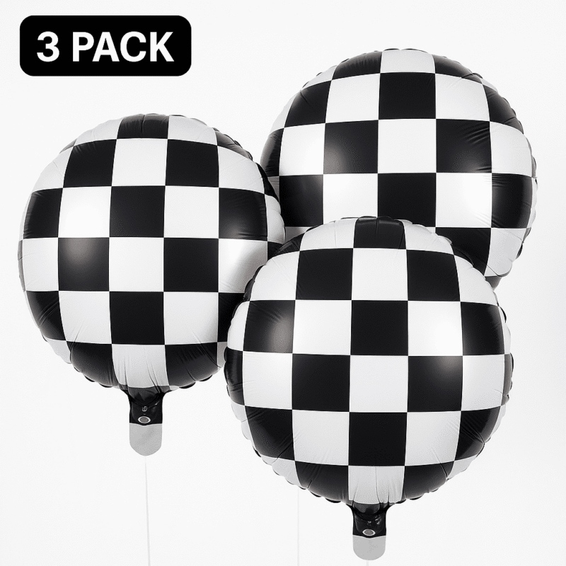 Racing Theme Balloon 18" Checkered Flag Foil Mylar Celebration Balloon