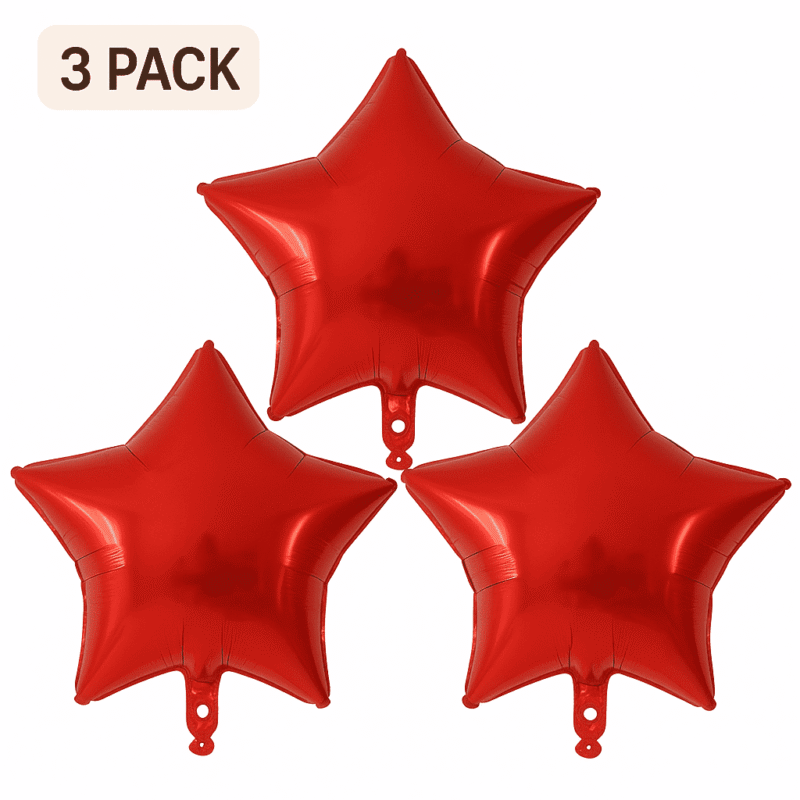 Red Star Foil Balloons 3-Pack Party Decor Balloons
