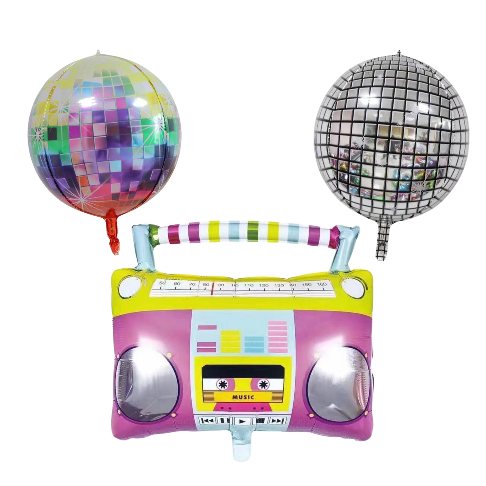 Retro Boombox & Disco Ball Set – 80s & 90s Theme Party Decorations