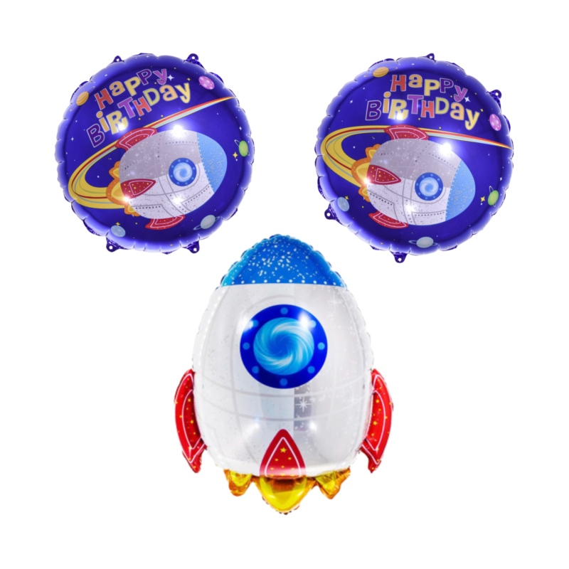 Rocket and Space-Themed Happy Birthday Balloon Set for Kids Party Decorations