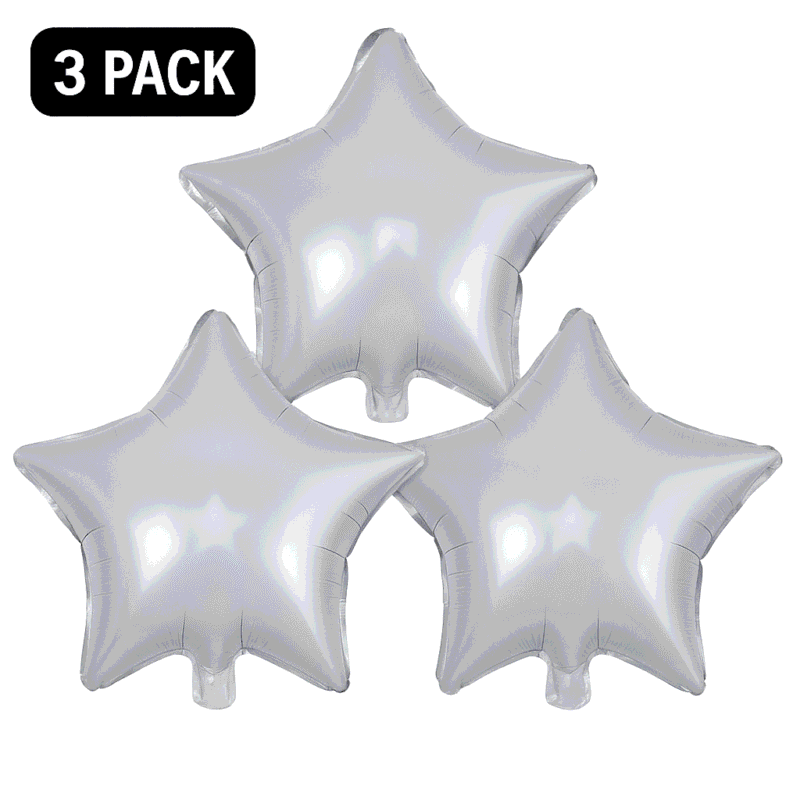 Silver Star Balloons 3 Pack Party Decor Balloons