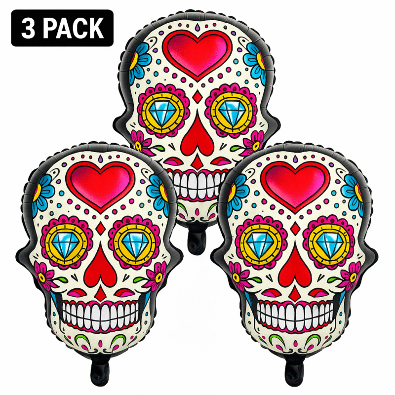 Skull Heart Art Foil Balloon for Spooky Halloween Festivities