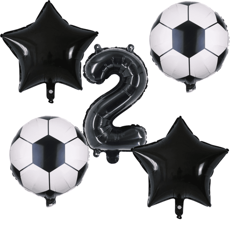 Soccer Party Balloons Number 2 Black White Birthday Decor Kit Balloons