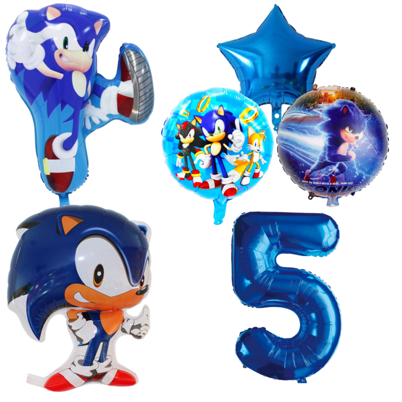 Sonic 5th Birthday Party Balloons Blue Foil Set balloons