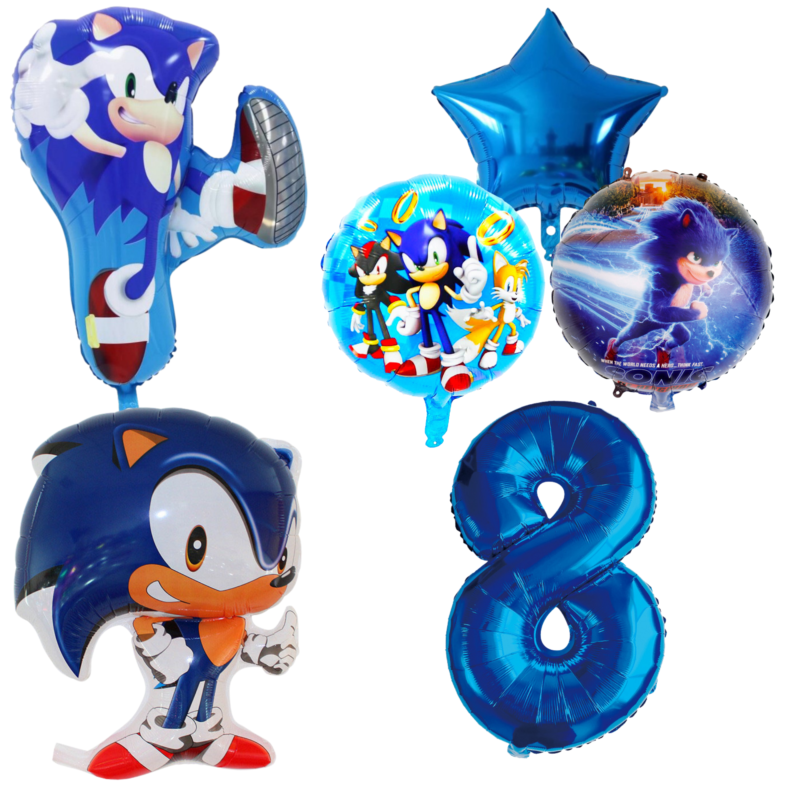 Sonic 8th Birthday Party Balloons Set Blue Foil balloons