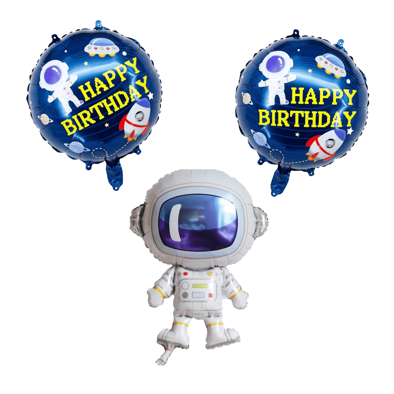 Space-Themed Astronaut Happy Birthday Balloon Set for Kids Party Decorations