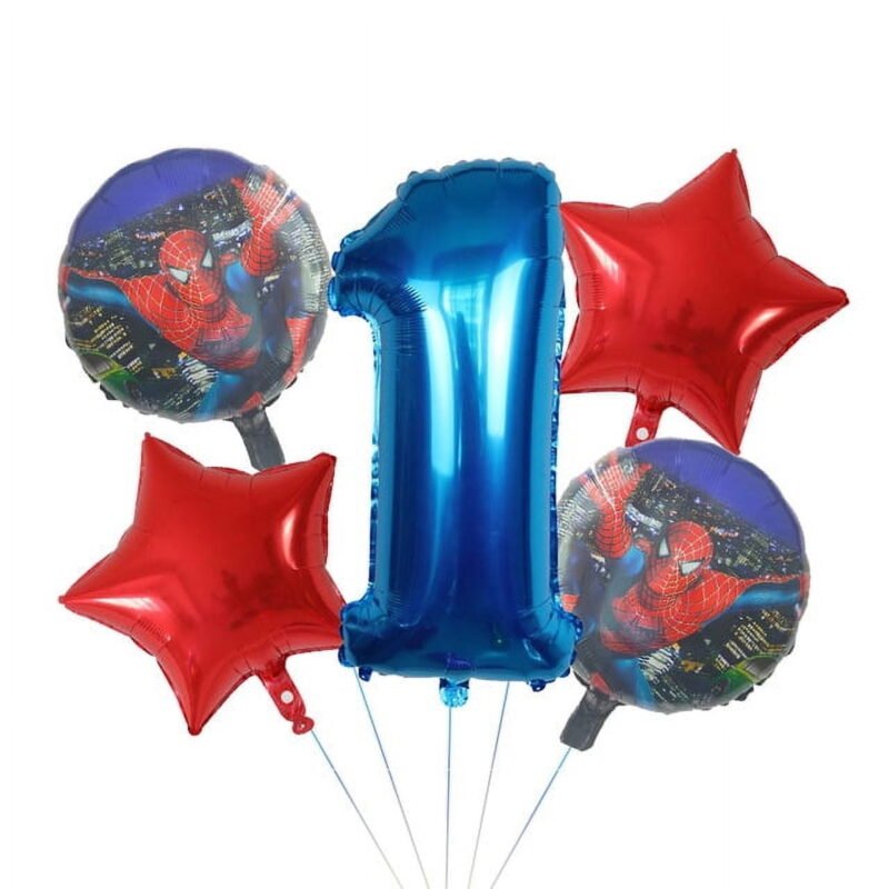 Spiderman 1st Birthday Party Balloons Blue Red Foil Set Balloons