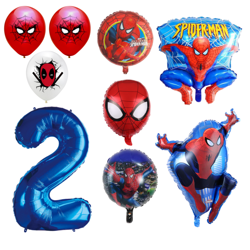 Spiderman 2nd Birthday Party Balloons Set Blue Red Foil balloons